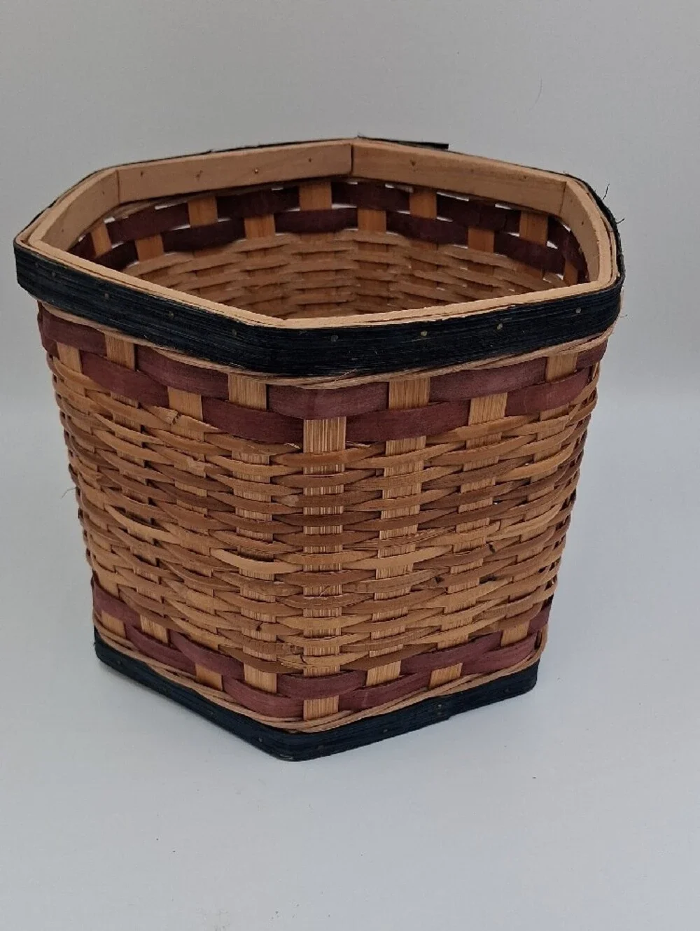 Vintage Woven Hexagonal Nesting Basket Set - Natural, Red, Blue
